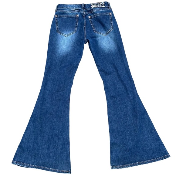 Grace In LA Bell Bottom Jeans 27 Sequins Embroidered Boho Hippie Flare Weatern - Picture 3 of 12